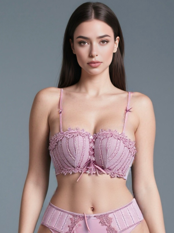 Lace-Up Floral Lingerie Set